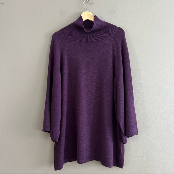 Eileen Fisher Sweaters - Eileen Fisher Sweater Women's Purple 100% Merino Wool Turtleneck Lagenlook Sz L